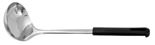 FACKELMANN 24398 Schöpflöffel Black, Edelstahl, schwarz/Silber, 30 x 9,5 x 7,5 cm