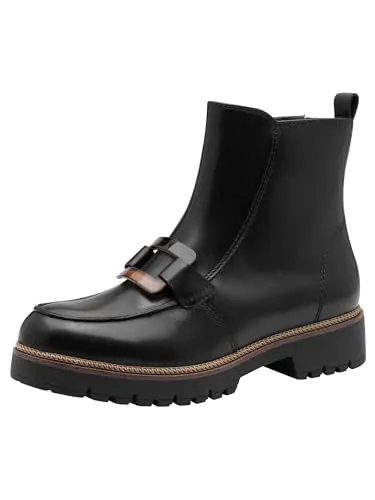 Tamaris Damen Stiefel Schwarz 38 – Komfortabel und Modern - Damen Stiefel mit weichem Touchit-Fußbett für hohen Tragekomfort. Robuste Sohle und stylisches Design mit Schnallen-Details. Ideal für Freizeit und Alltag – schnell an- und auszuziehen dank Reißverschluss und Zuglasche.