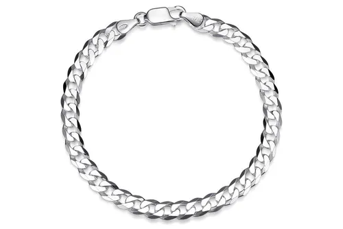 Massives Panzerarmband aus 925 Sterling Silber, 6mm - Edles Armband für Damen aus 925 Sterling Silber, in verschiedenen Längen erhältlich. Mit hochglanzpolierter Oberfläche und stabilem Karabinerverschluss, perfekt als Geschenk.