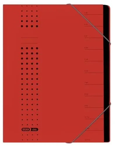 Elba Ordnungsmappe chic A4 aus Karton, 12 Fächer, rot