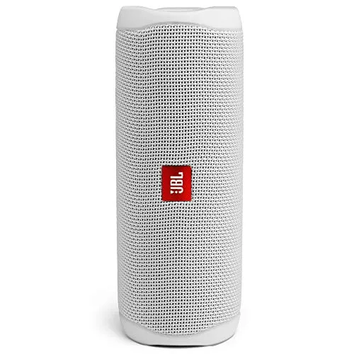 JBL Flip 5 Bluetooth-Lautsprecher - B-Ware in sehr gutem Zustand, weiß - Tragbarer Bluetooth-Lautsprecher mit kraftvollem Sound und wasserdichtem Design, perfekt für Outdoor-Aktivitäten.