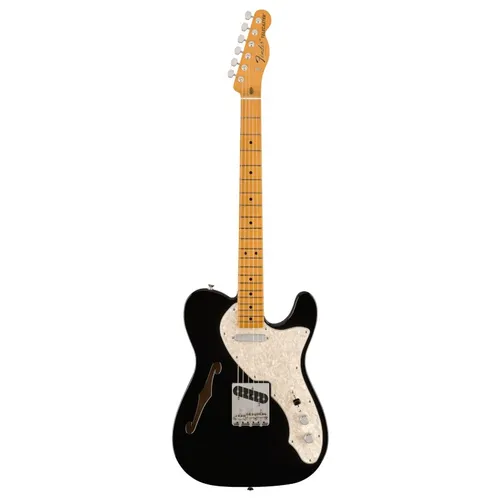 FENDER Vintera II '60s Telecaster Thinline MN BK - E-Gitarre in Gloss Black - Elektrische Gitarre mit 21 Bünden, Ahorn-Griffbrett und solidem Erlekorpus. Perfekt für kreative Musiker, die den klassischen Vintage-Sound schätzen.