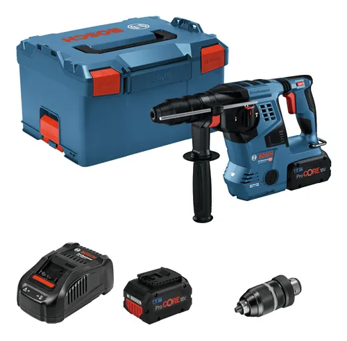 Bosch Bohrhammer GBH 18V-28 CF Professional - Bohrmaschine, 18V Akkus mit 8Ah, Schlagkraft 3,3 Joule für effizientes Bohren, Hammerbohren und Meißeln – ideal für Profis und Heimwerker.