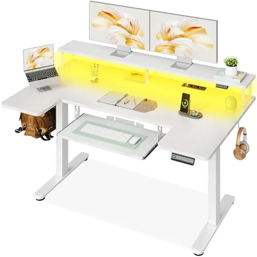 OffiGo U-förmiger Höhenverstellbarer Schreibtisch 140 cm mit Monitorständer