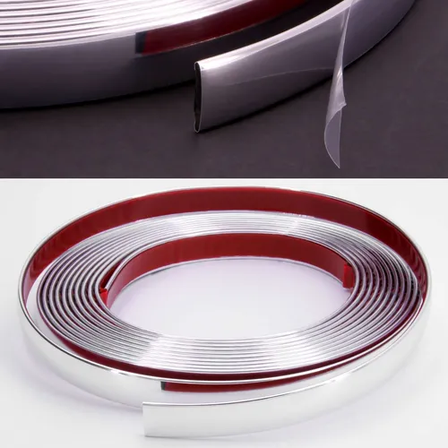 Zierleiste 14mm x 5m | Chrom | flexibel selbstklebend | Kontur Leiste universal
