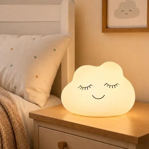 Nachtlicht Kinder Wolke, Baby Stilllicht Dimmbar, LED Nachtlampe mit 7 Farben, Touch Steuerung, USB Wiederaufladbar, Blendfrei, Süße Wolkenlampe Spielzeug Geschenk für Mädchen Jungen Babyzimmer