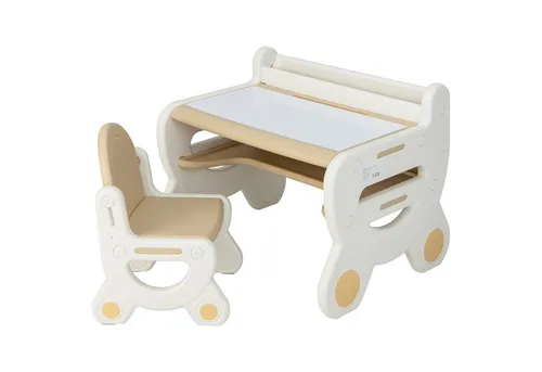 COSTWAY Kindersitzgruppe Kindertisch mit Hocker, mit verstellbarer Tischplatte