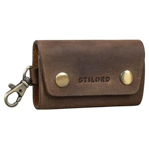STILORD 'Atticus' Leder Schlüsselmappe mit Karabinerhaken - Vintage Schlüsselmappe aus echtem Leder mit praktischem Karabinerhaken. Ideal zur individuellen Befestigung an Gürtelschlaufen. Perfekt als Geschenk in hochwertiger Box!