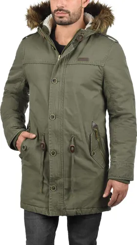 Indicode Pulsoor Herren Parka Mantel Winterjacke - Funktionsjacke mit warmem Teddyfutter, abnehmbarer Kapuze und Kunstfell, ideal für kühle Übergangszeiten und nachhaltig produziert.
