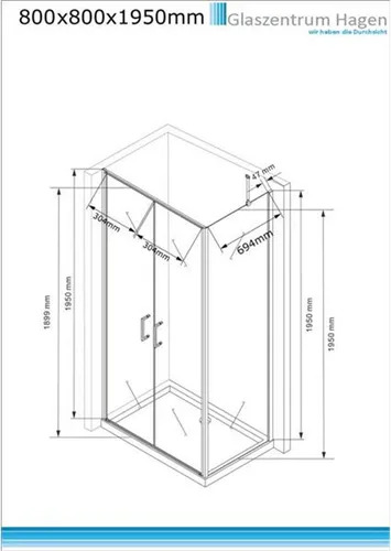 Glaszentrum Hagen Eckdusche - Athene Duschkabine 80x80x195 cm - Eckdusche mit edlem Design und robustem 8 mm ESG-Sicherheitsglas. Einfache Montage und leichte Reinigung dank Glasoberflächen-Beschichtung.