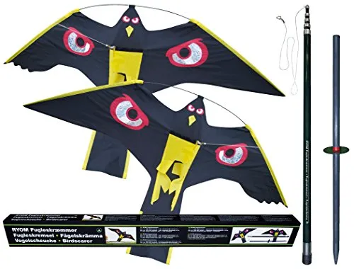 Produktbild Vogelscheuche Vogelschreck Raubvogel-Drache Habicht mit 1 x hochwertigem 10 Meter Glasfaser-Teleskopstab, Spannweite 1,40 m 2 x