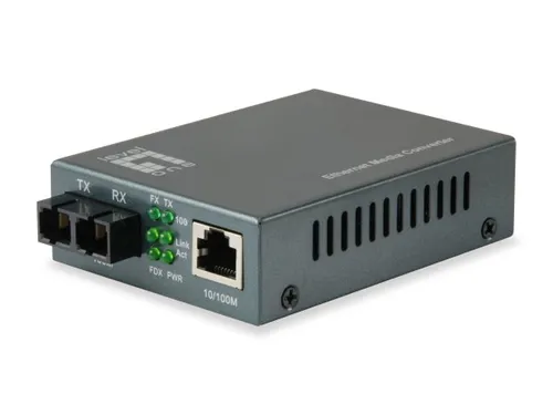 LevelOne Media Konverter FVT-1105 RJ45>SC SM 80km - WLAN-Repeater, ideal für die Erweiterung von Netzwerken mit einer Reichweite von bis zu 80 km und zuverlässiger Übertragung.