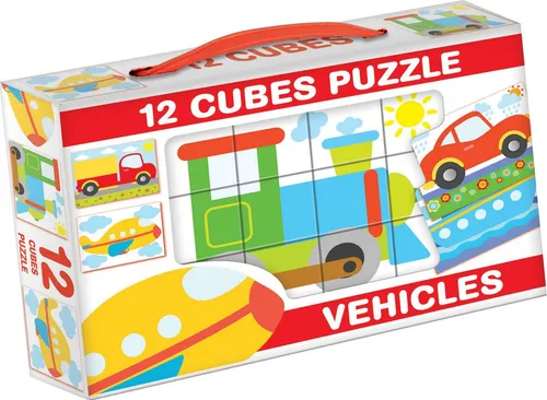 Dohany Würfelpuzzle Bilderwürfel 12-tlg. Kinderpuzzle Fahrzeuge, Puzzleteile