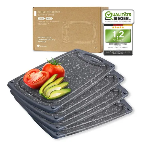 Exitoso Schneidebrett 4er-Set in schwarz von Exitoso