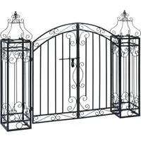vidaXL Deko Gartentor aus Schmiedeeisen - Stilvolles Doppelflügeltor aus robustem Schmiedeeisen, ideal für die elegante Abgrenzung Ihres Gartens. Mit einfacher Montage und hoher Korrosionsbeständigkeit.