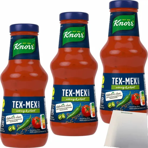 Knorr Tex-Mex Sauce würzig pikant 3er Pack 3x250ml Flasche usy Block