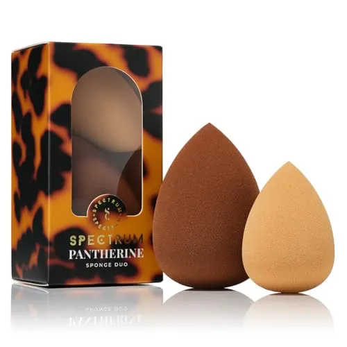 Spectrum Collections Pantherine Wonder Make-up Schwamm Duo Set, enthält 1 x Full Size und 1 x Half Size Blending Schwamm für Foundation und Concealer, Base Undereye Nase, latexfrei, weicher Beauty
