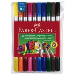 FABER CASTELL Doppelfasermaler farbig 10 Stück sortiert im Etui Packung mit 10 Stück