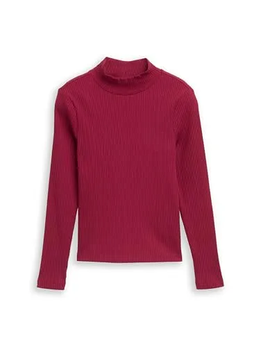 TOM TAILOR Mädchen 1048754 Kinder RIPP Langarmshirt Mit Stehkragen, 11258 - Beetroot Red, 164 EU