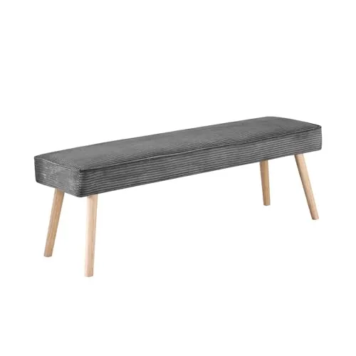 B&D home Sitzbank EMIL, gepolstert mit Holzbeinen - Sitzbänke im skandinavischen Design, gepolstert mit strapazierfähigem Kord Stoff für hohen Komfort und Pflegeleichtigkeit, ideal für Essbereich oder Flur.