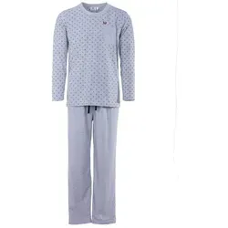 Henry Terre Schlafanzug Pyjama Set Langarm - Arrow, grau - Eleganter Pyjama in grau mit V-Ausschnitt und langärmligem Design, ideal für gemütliche Nächte. Hergestellt aus 80% Baumwolle für hohen Tragekomfort.