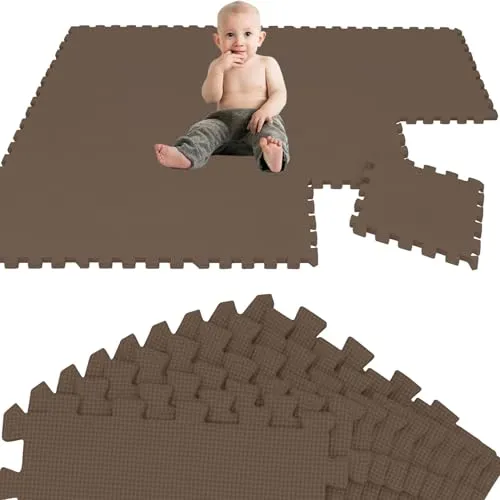 LittleTom 18 Teile Spielmatte für Babys - Puzzlematte - Puzzlematten für Babys ab null, 100% weichmacherfrei und anti-allergen. Die 30x30 cm große Krabbelmatte bietet sicheren Halt und schützt vor Kälte und harten Böden.