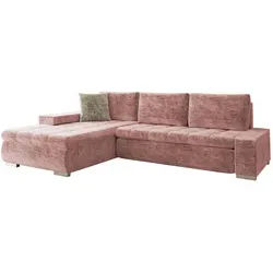 Mirjan24 Ecksofa Rosa, 5-Sitzer in L-Form - Vielseitiges Ecksofa in Rosa, ideal für Ihr Wohnzimmer. Mit einem praktischen Bettkasten und Schlaffunktion bietet es zusätzlichen Stauraum und Komfort. Maße: 302x213 cm.