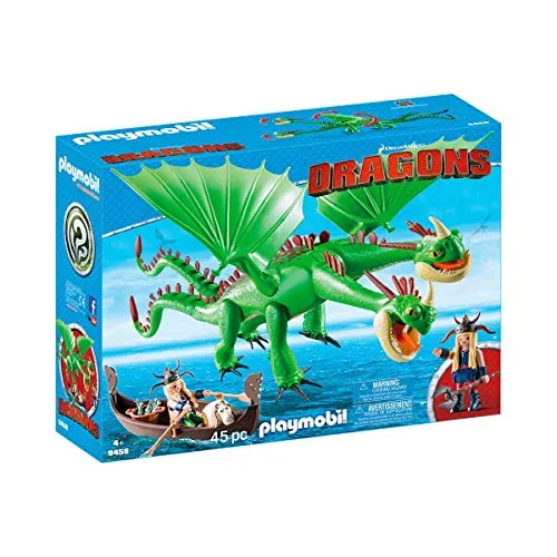 PLAYMOBIL 9458 DreamWorks Dragons - Raffnuss und Taffnuss mit Kotz und Würg - Spielfigur Spielsets: Erlebe Abenteuer mit schwimmendem Ruderboot und beweglichen Figuren, ideal für kreative Spiele ab 4 Jahren.