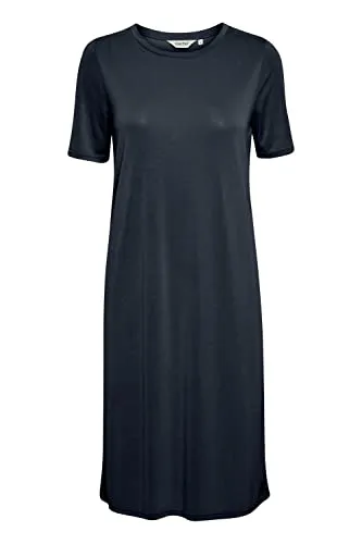 OXMO OXBrinja Damen Freizeitkleid - Bequemes T-Shirt-Kleid in Total Eclipse - Freizeitkleid für Damen, hochwertiger Modal-Mix, angenehm fließend und bequem. Ideal für einen sportlichen Look im Alltag!