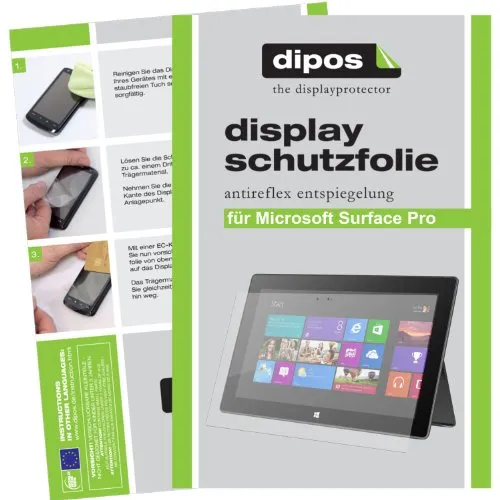 dipos I 2X Schutzfolie matt kompatibel mit Microsoft Surface Pro Folie Displayschutzfolie