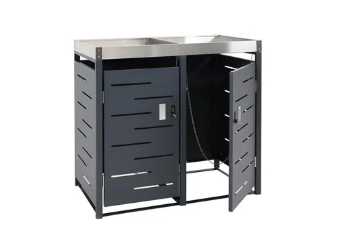 PROREGAL® Mülltonnenbox 2er-Mülltonnenverkleidung 110x115x62cm 80-240L Pflanzkasten Edelstahl