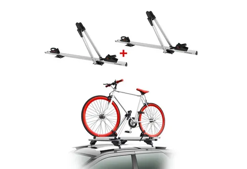 OMAC Dachfahrradträger 2x Menabo Juza - Fahrradträger für 2 Fahrräder bis 15kg, leicht und rostbeständig, ideal für sichere Transporte bei Outdoor-Abenteuern.