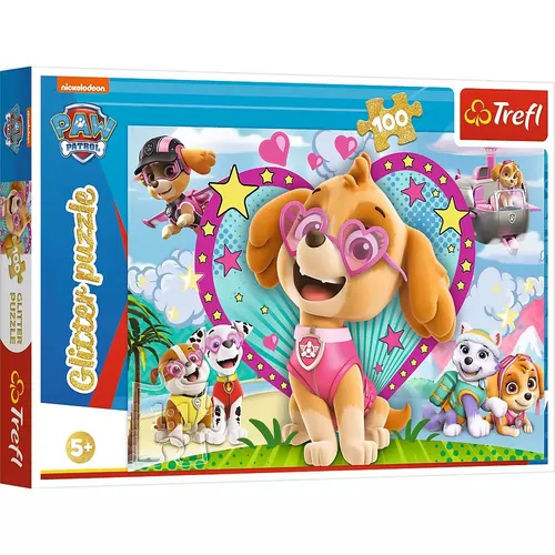 Trefl TR14818 Glitter - PAW Patrol Puzzle mit 100 glitzernden Teilen, ideal für Kinder ab 5 Jahren und als Zierde im Kinderzimmer