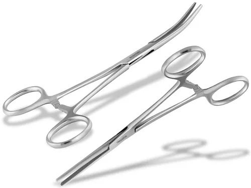 Klemme Klemmen Set Gerade Gebogen 14 cm Angel-Zange Hakenlöser Schraubzwinge