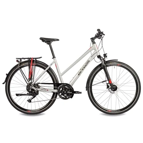 Airtracks Damen Trekking Fahrrad 28 Zoll TR.2845L-C mit Shimano CUES - Das Damen Trekkingrad TR.2845 bietet mit der 2x9 Gang Shimano CUES Ausstattung zuverlässige Performance und Komfort in jedem Terrain. Ideal für Stadt und Natur, sorgt es für unbeschwertes Fahren und viel Fahrspaß.