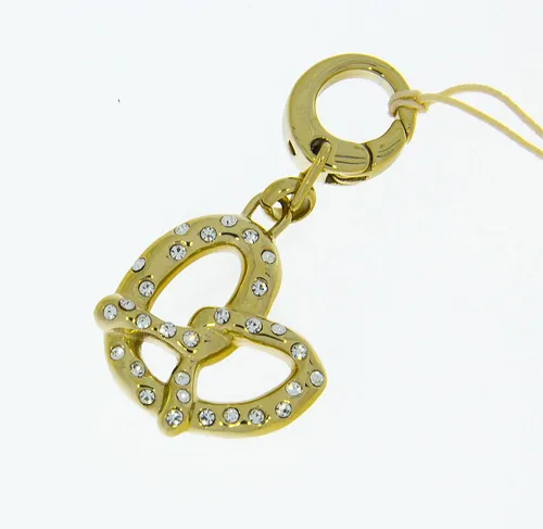 Charm Charms Anhänger Fossil Brezel mit Strass Farbe gold Edelstahl JF00303710