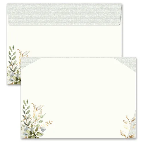 Briefumschläge GRÜNE ZWEIGE - 10 Stück C6 (ohne Fenster) Natur