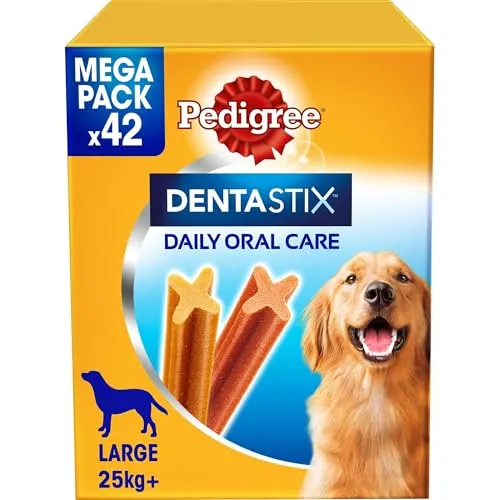 Pedigree Dentastix Snack für die Mundhygiene, großer Hund + 25 kg Vorratspack, 42 Stäbchen - 1620 g