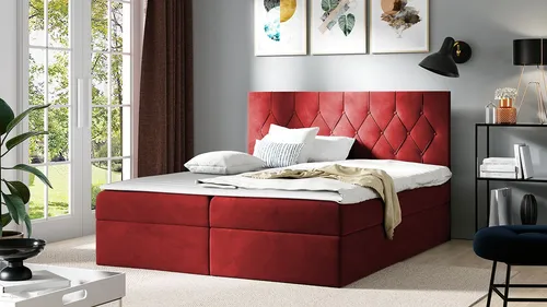 MIRJAN24 Boxspringbett Loloz, Doppelbett mit Bettkasten und Matratze - Rot (160x200 cm) - Stilvolles Boxspringbett mit praktischem Bettkasten und hochwertiger Matratze für optimalen Schlafkomfort. Ideal für Paare und platzsparend.