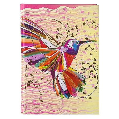 goldbuch 64273 Notizbuch Flower Kolibri, Notizheft im DIN A5 Format, Kladde mit 200 chamoisfarbene Blankoseiten, Kunstdruck mit Goldprägung und Relief, Rosa / Gelb