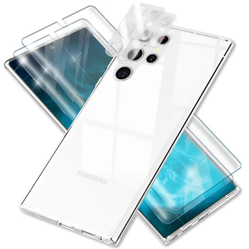 NALIA Transparente Silikonhülle Samsung Galaxy S23 Ultra Case Anti-Gelb stoßfest