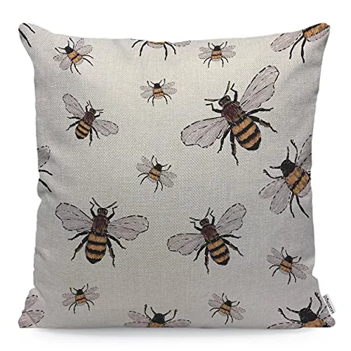 Wondertify Kissenbezug, Motiv: Honigbiene, große kleine lustige Biene, Insekten, dekorativer Wurfkissenbezug für Couch, Bett, Sofa, 45 x 45 cm