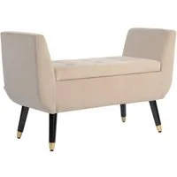 HOMCOM Sitzbank mit Stauraum in Beige - Aufbewahrungsbank mit elegantem Vintage-Design, aufklappbarem Sitz und großzügigem Stauraum für Bücher und Decken, ideal für Wohnzimmer und Flur.