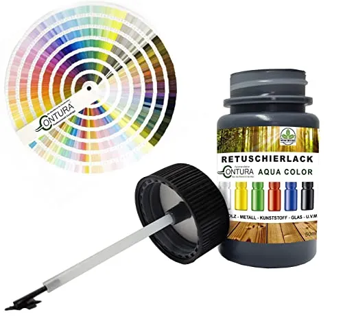 Reparaturlack Lackstift RAL Lack Pinselflasche 50ml. Farbe Holz Metall Möbel Auto Bad Retuschierlack (RAL 7000 Fehgrau)