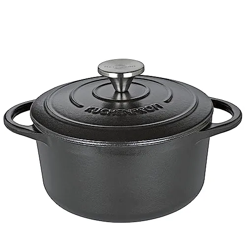 Küchenprofi Bratentopf Ø 20 cm - Gusseisen Bratentopf mit emaillierter Oberfläche, ideal für alle Herdarten einschließlich Induktion. Perfekt für gleichmäßiges Braten und lange Wärmespeicherung.