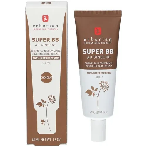 Erborian Super BB Covering Care-Cream SPF20 - Chocolate 40 ml - Abdeckartikel mit SPF20, bietet eine perfekte Deckkraft und schützt die Haut vor UV-Strahlen für ein strahlendes, ebenmäßiges Hautbild.