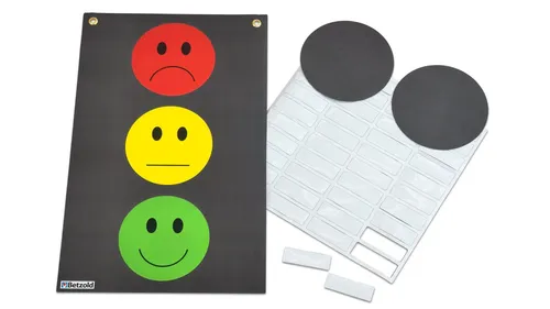 Betzold Lernspielzeug Magnetische Verhaltensampel – Pädagogisches Hilfsmittel für die Grundschule - Lernspielzeug zur Verhaltensvisualisierung, ideal für Klassenregeln. Mit 3 Ampelgesichtern und magnetischen Namensschildern für eine einfache Anwendung.