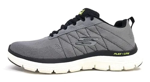 Skechers Flex Advantage 4.0 - Valkin Herren Sneaker Grau 43 EU - Sonstige Sportschuhe mit atmungsaktivem Mesh-Obermaterial und gepolsterter Air-Cooled Memory Foam-Innensohle für optimalen Tragekomfort und Flexibilität beim Training.