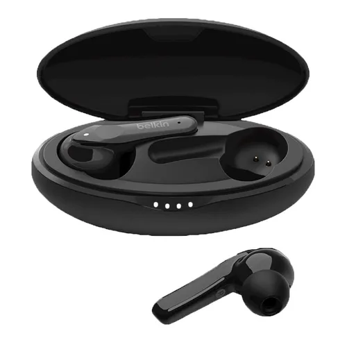 Belkin Soundform Move Plus Schwarz - Kabellose In-Ear Kopfhörer - In-Ear Kopfhörer mit aktiver Geräuschunterdrückung und wasserdichtem Design, ideal für Musikgenuss unterwegs und beim Sport.