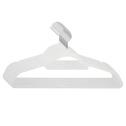 SVITA Kleiderbügel 10er Set Anzugbügel Platzsparend rutschfest Samt Weiß